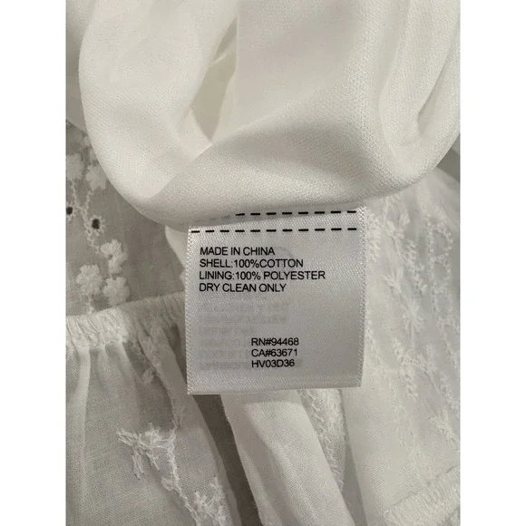 Laundry Shelli Segal White Eyelet Dress Sz 10 Tired Flutter Sleeve Graduation - Picture 7 of 7